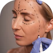 A confident, smiling woman with glowing, healthy skin, standing in a well-lit, modern medical office. She wears a simple, elegant outfit. The background includes subtle elements of the clinic, like clean white walls, soft greenery, or sleek furniture, giving a sense of professionalism and care.